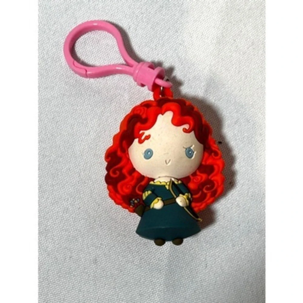 Disney Pixar Brave Merida Princess 3D  Bag Charm Clip Keychain Pink Clasp